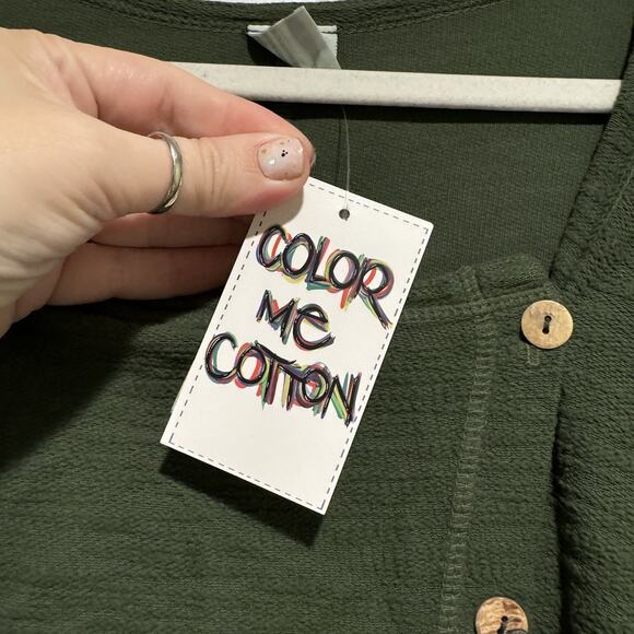 Color Me Cotton CMC Green Asymmetrical Top Lagenlook NEW Size XL - Picture 4 of 7